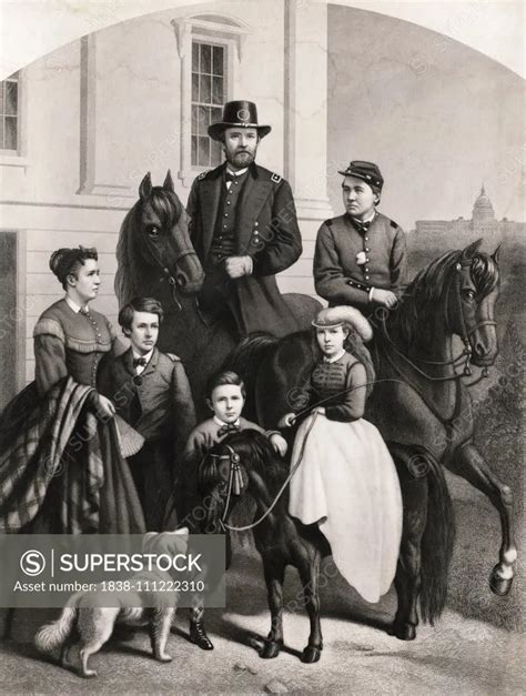 General Grant and his Family, Full-Length Portrait of Ulysses S. Grant standing next to his Wife ...