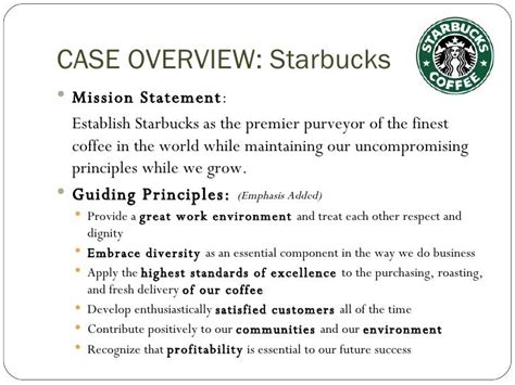 Starbucks Mission And Values - slideshare