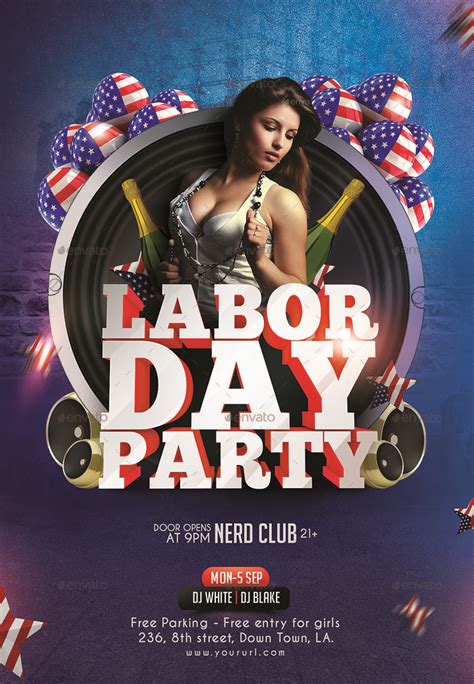 Labor Day Party Flyer Template - 2 Sizes | Party flyer, Flyer template, Flyer