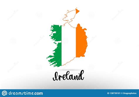 Ireland Country Flag Inside Map Contour Design Icon Logo Stock Vector ...