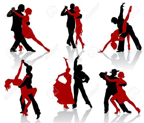 Silhouettes Of The Pairs Dancing Ballroom Dances. Tango. Royalty Free ...