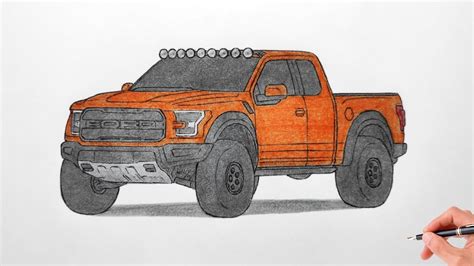 How to draw a FORD F-150 RAPTOR 2017 / drawing ford f150 2019 off-road ...