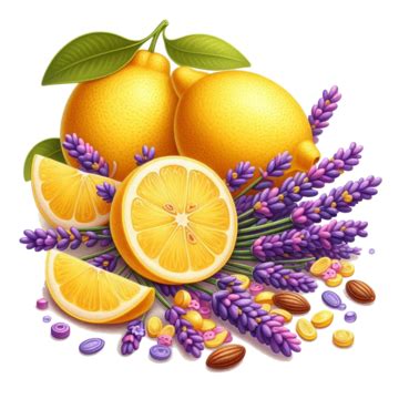 Vintage Lemon With Lavender Illustration, Lemon, Lavender, Illustration PNG Transparent Image ...