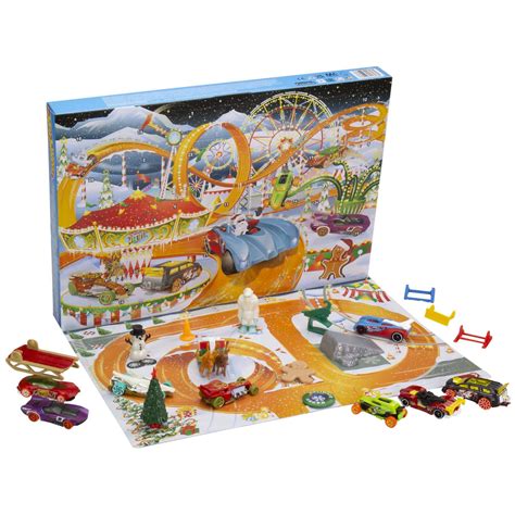 Hot Wheels Advent Calendar, Holiday-Themed Toy Cars Plus Assorted ...