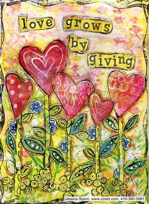 Love grows by giving LR | Mixed media art journaling, Art journal inspiration, Art journal