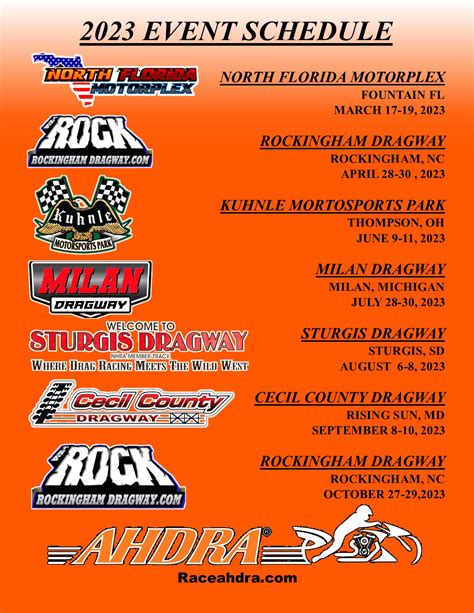 2023 AHDRA Motorcycle Drag Racing Schedule | Dragbike.com