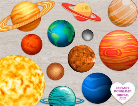 Planets Clipart Planets Graphics Solar System Clipart | Etsy