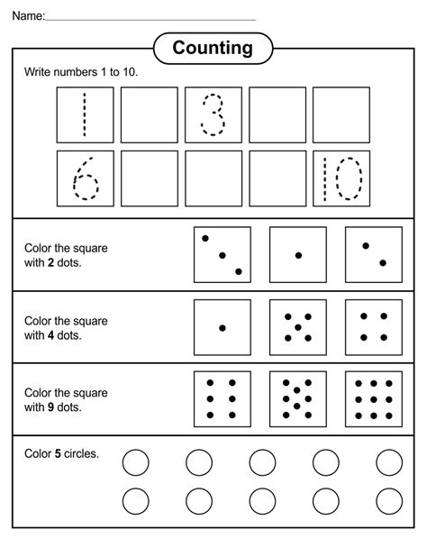 Numbers 1-10 Worksheets For Kindergarten