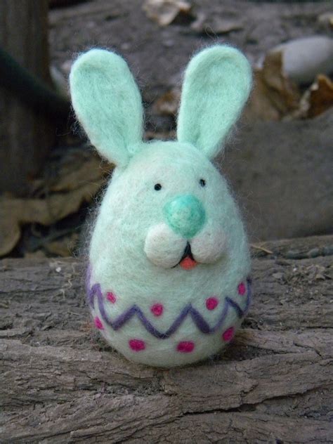 Easter Happy Bunny-Egg Needle felted Home decor by feltingdreams