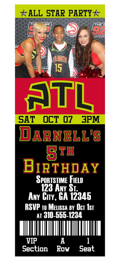 Atlanta Hawks Ticket Invitation | Etsy