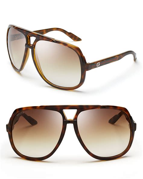 Lyst - Gucci Oversized Aviator Sunglasses in Brown for Men