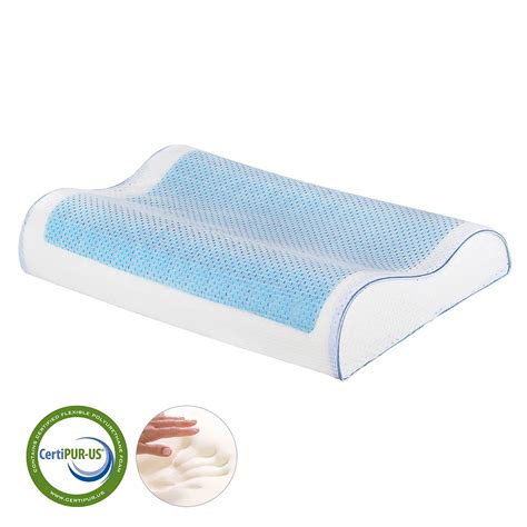 LANGRIA Contoured Cooling Gel Memory Foam Pillow Health Care Neck Pillow with Ergonomic Contour ...