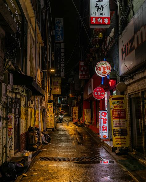 Empty Lighted City Street at Night · Free Stock Photo