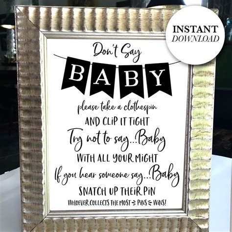 Don't Say Baby Game Baby Shower INSTANT DOWNLOAD Game - Etsy