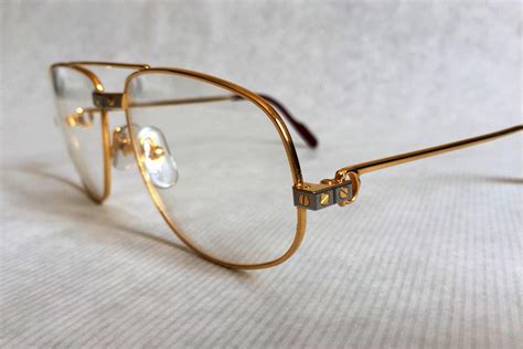 Cartier Romance Santos Vintage Glasses 18k Gold Plated including Cartier Leather Case, Cloth and ...