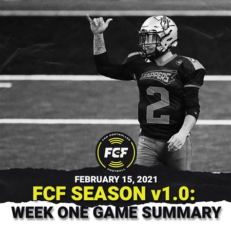 FAN CONTROLLED FOOTBALL (FCF) SEASON v1.0 WEEK ONE: GAMEDAY SUMMARY ...