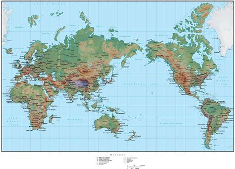 World Map Plus Terrain - Asia Centered Robinson Projection MC-ASI-952919