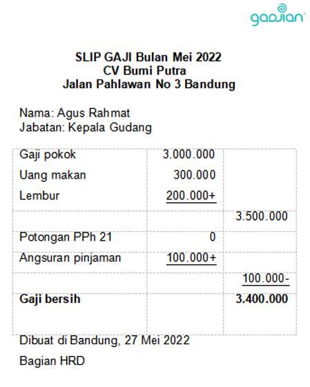 Contoh Format Gaji Karyawan Excel Format Excel Hitung Gaji Pokok - Riset