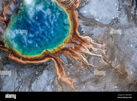 Aerial view of Grand prismatic spring in Yellowstone national park, USA Stock Photo - Alamy