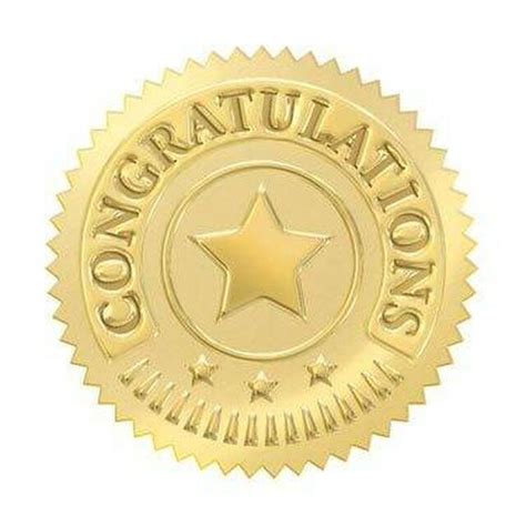 Trend Enterprises Inc 32 Gold embossed congratulations certificate award seals stickers ...