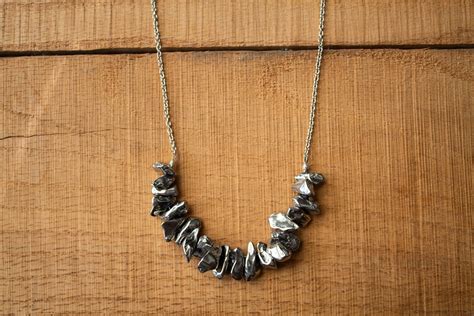 Silver Nugget Metallic Necklace - Etsy