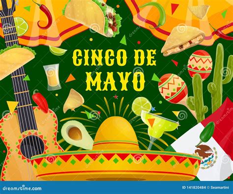 Mexican Cinco De Mayo Celebration Fiesta Symbols Stock Vector ...