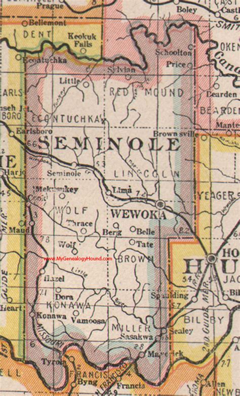 Seminole County, Oklahoma 1922 Map Wewoka, OK