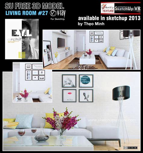 SKETCHUP TEXTURE: Free sketchup model moderne living room #27