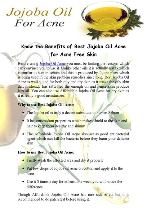 Know the Benefits of Best Jojoba Oil Acne for Acne Free Skin by ...