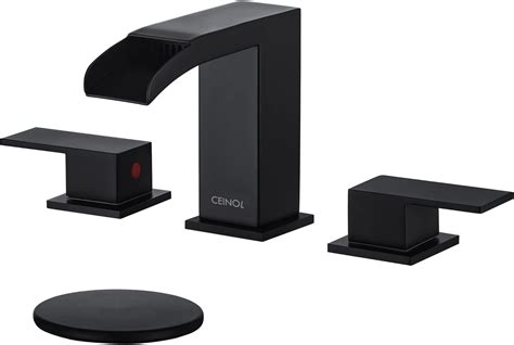 Buy CEINOL Waterfall Bathroom Faucet Matte Black, Bathroom Sink Faucet 3 Hole, Widespread ...