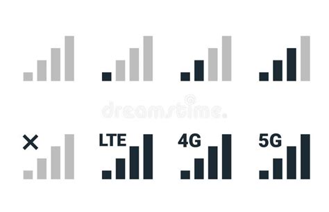 Signal Strength 4g Mobile Phone Reception Bar Icon. 5g Signal Strength ...