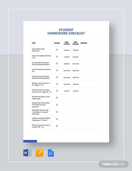 Checklist for Students - 21+ Examples, Format, Word, Pages, Pdf