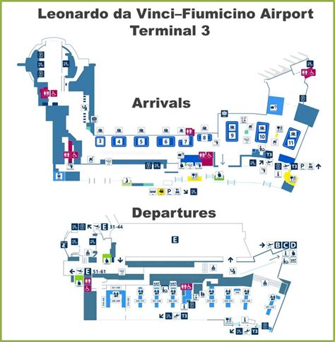 Fiumicino- Mappa del Terminale 3 dell'aeroporto