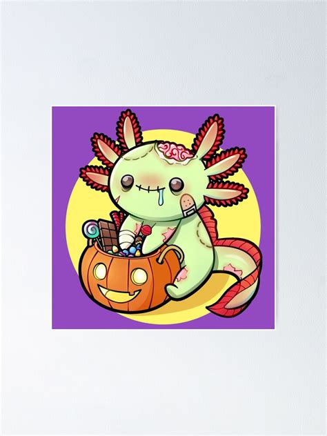 "Azomlotl Cute Halloween Zombie Axolotl" Poster for Sale by DinoKaoku ...