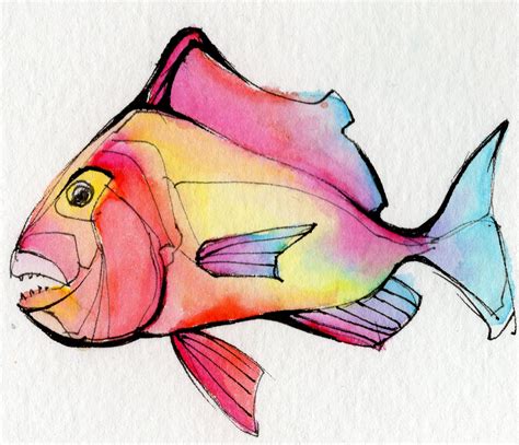 One of a set of 30 crazy colorful fish destined to be postcards - Chris Grant Watercolor Fish ...