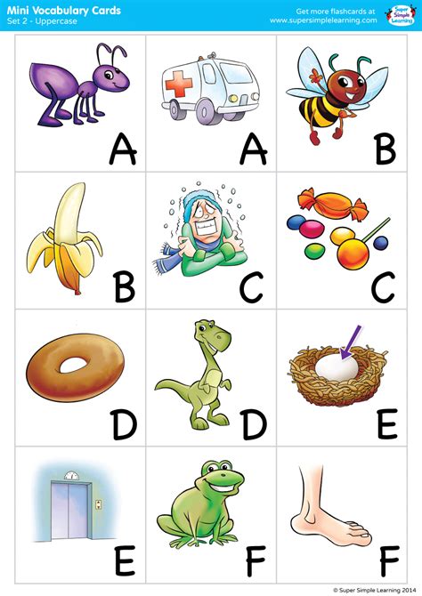 Alphabet Vocabulary Mini Cards Set 2 (Uppercase) - Super Simple