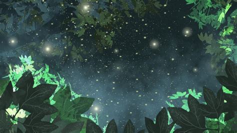 Green Night Starry Sky Background Design, Illustration Background, Hand Drawn Background ...