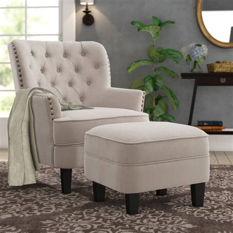 Alton Furniture Gustavo Club Chair With Ottoman, Beige Velvet - Walmart.com