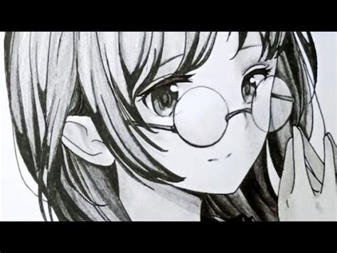 Girl With Glasses Sketch Anime