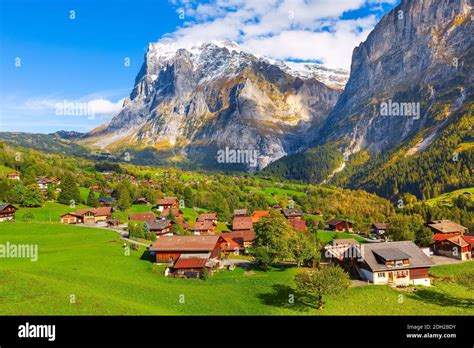 Grindelwald, Switzerland village and mountains view Stock Photo - Alamy