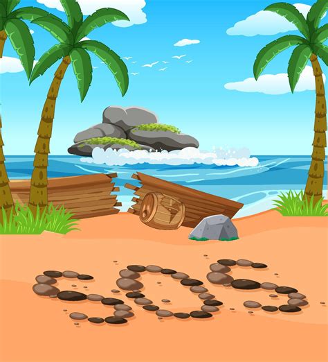 SOS sign on the beach 5377093 Vector Art at Vecteezy