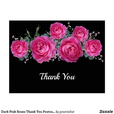Dark Pink Roses Thank You Postcard Thank You Messages Gratitude, Thanks Messages, Thank You ...