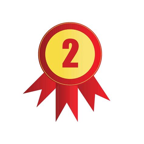 Premium award ribbon batch icon, simple vector illustration, Number two ...