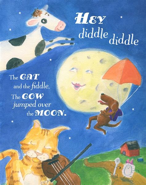 Hey Diddle Diddle Cat Fiddle Nursery Rhyme Nursery Art