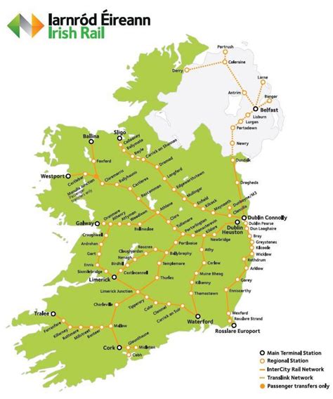 Ireland rail map - Rail travel in ireland map (Northern Europe - Europe)