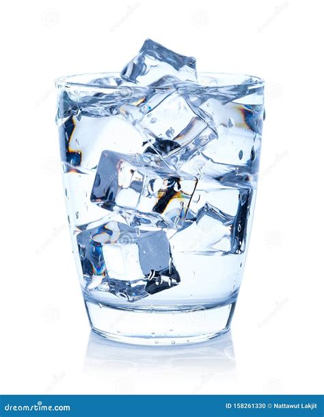 Glass of Water with Ice Cubes Isolated on White Background Stock Photo ...