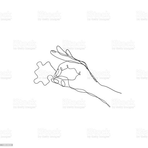 Continuous Line Drawing Jigsaw Puzzle Illustration Vector Stock ...