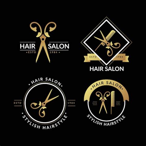 Free Vector | Luxury hair salon logo collection