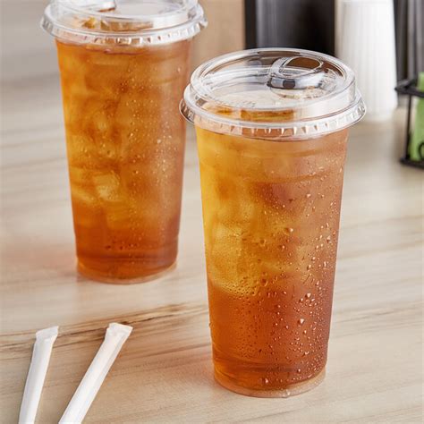 Choice HD 24 oz. Heavy Weight Clear Plastic Cold Cup with Strawless / Sip-Through Lid - 50/Pack