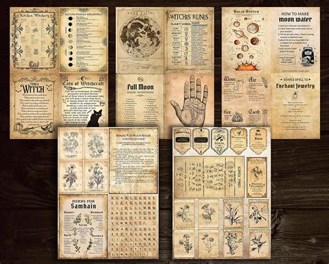 Printable grimoire pages book of shadows pages digital | Etsy